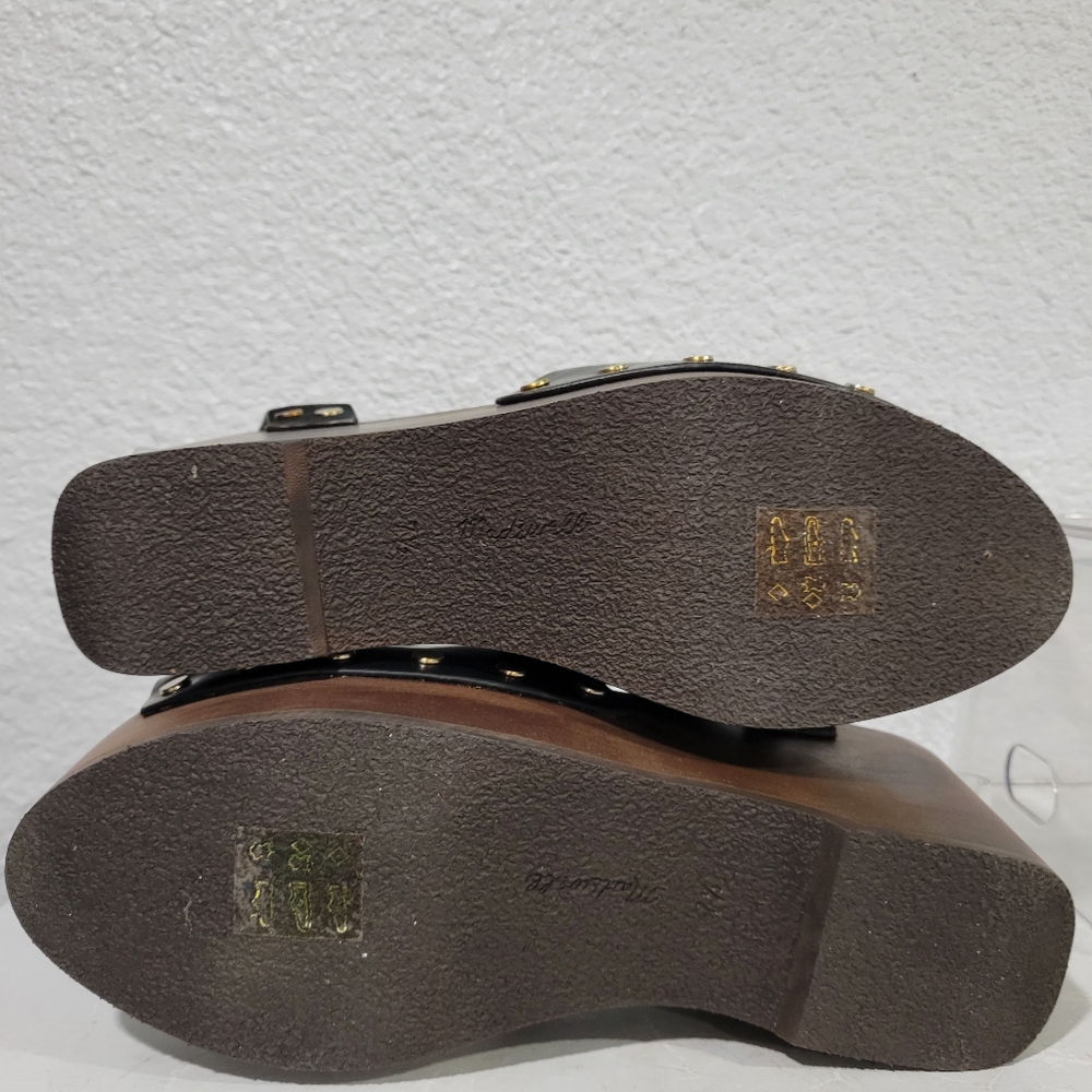 Madewell The Anouk Platform Clog Sandal NU631 Size 7.5 Leather Wood - Picture 6 of 13